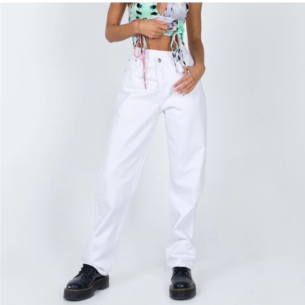White criss cross jeans